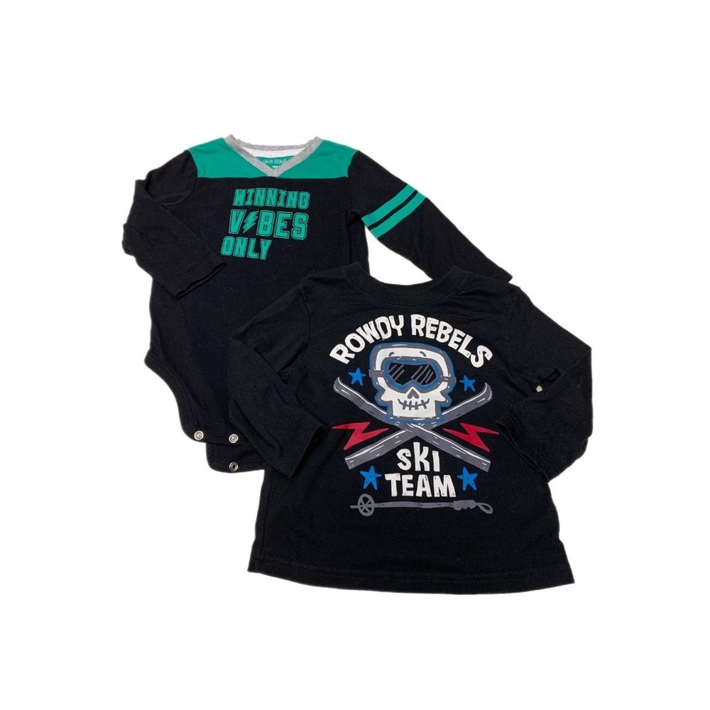 Toddler Boys Black Longsleeve Onesie Shirt Lot Bundle 18M